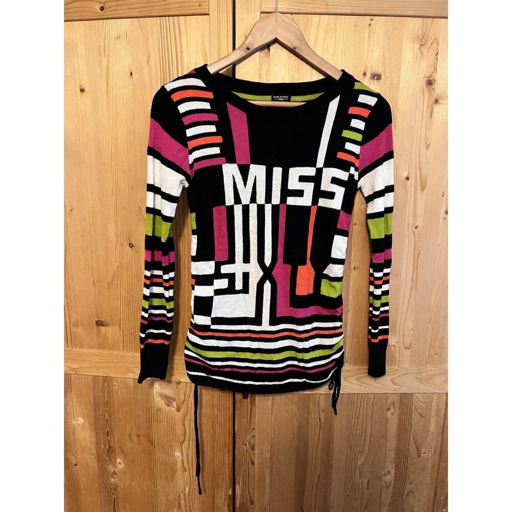 Vintage Y2K Miss Sixty Made In Italy Graphic Logo Knit Long Sleeve Sweater S